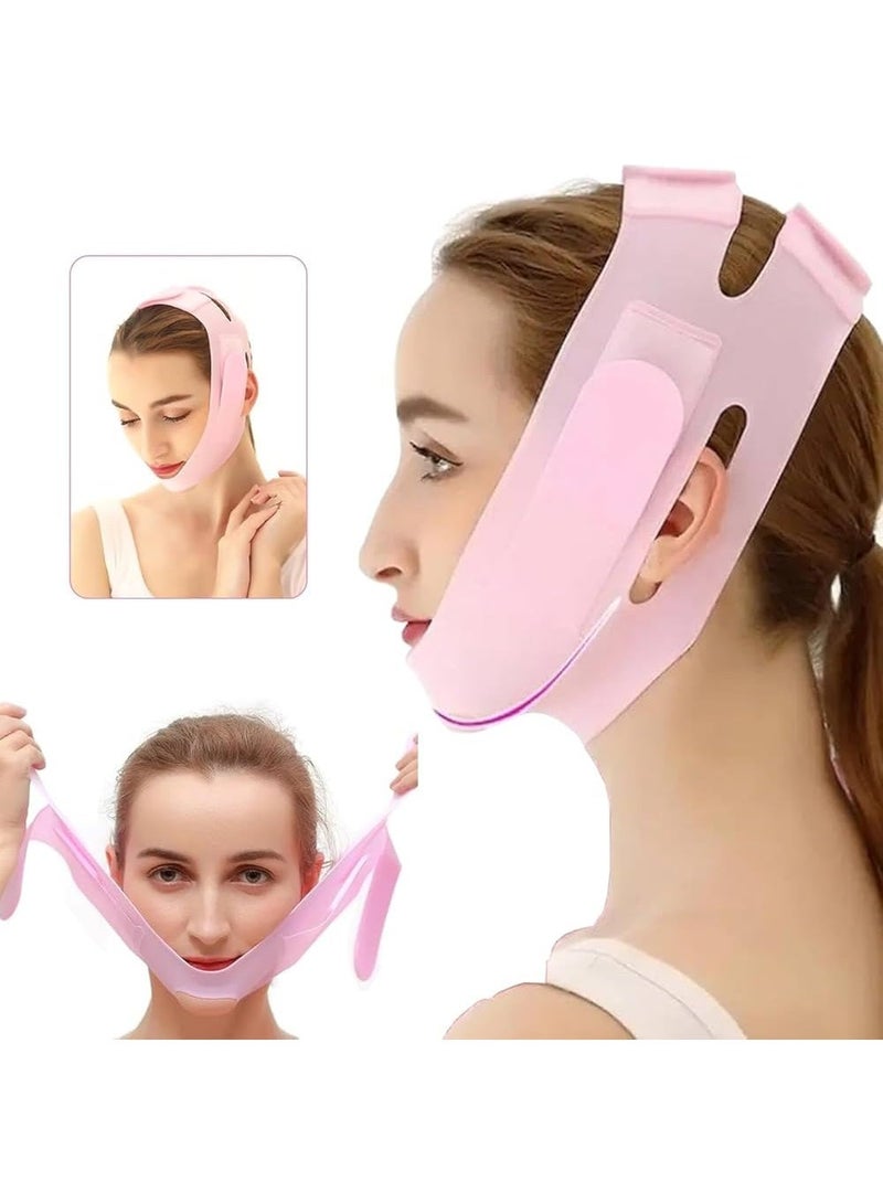 قناع سيليكون على شكل حرف V لشد الوجه  ضمادة تنحيف الوجه للذقن والخدين  مزيل الذقن المزدوجة للنساء والرجال  حزام شد البشرة لرفع الوجه، قطعة واحدة - Image 3